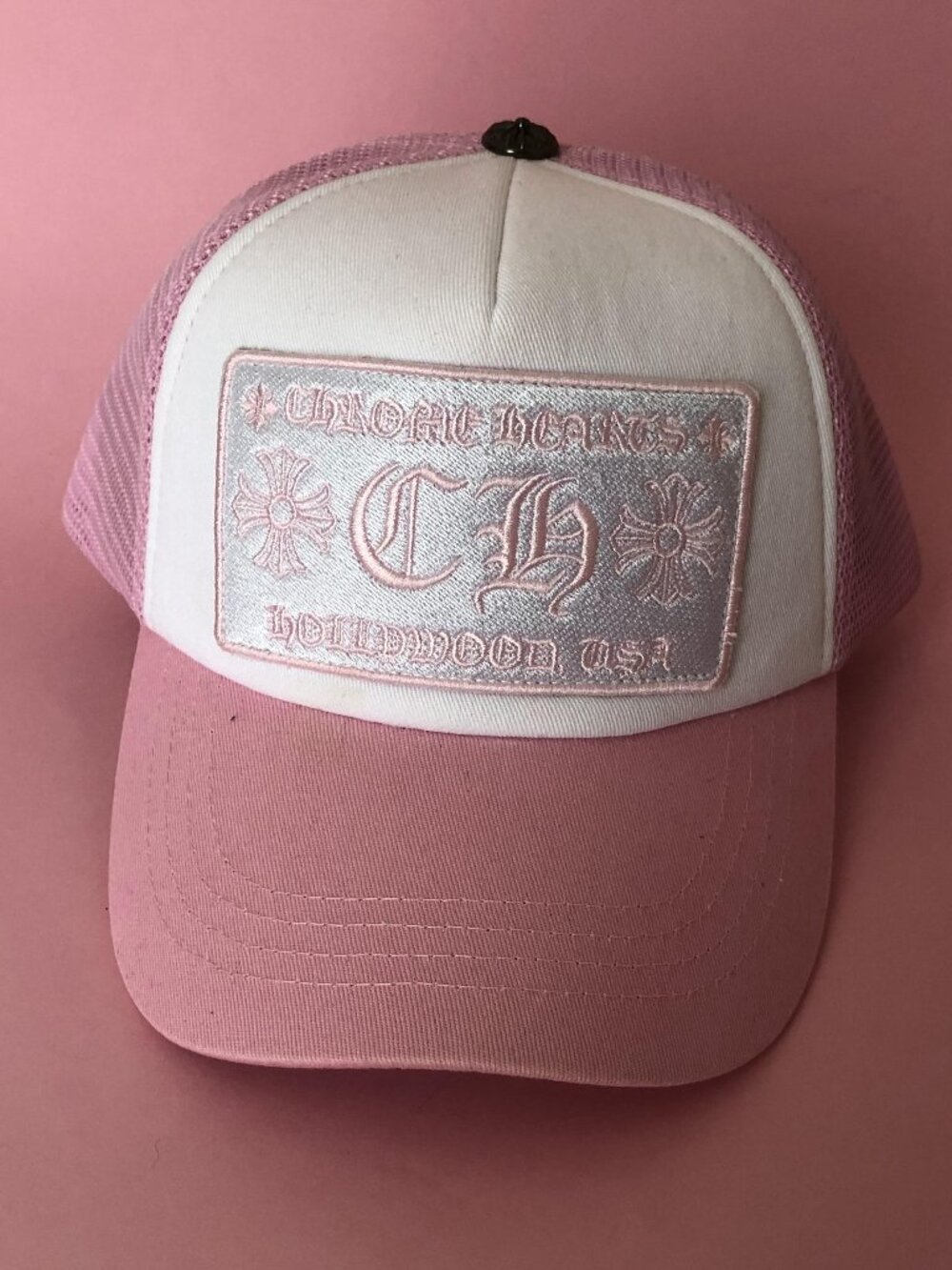 ✨Chrome Hearts Pink Embroidered Logo CH Baseball Cap✨